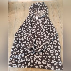 Justice Cozy Black and White Leopard Print Robe
